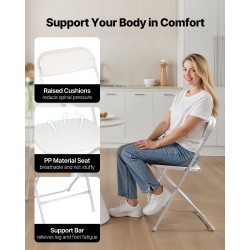 Kokoontaitettavat rautaputkirunkoiset tuolit PP-istuimilla 4 kpl valkoinen