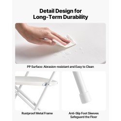 Kokoontaitettavat rautaputkirunkoiset tuolit PP-istuimilla 4 kpl valkoinen