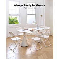 Taittuvat PP-muoviset tuolit 6 kpl metallirunko valkoinen