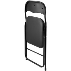 Kokoontaitettavat pehmustetut keinonahkatuolit metallirunkoiset mustat 4 kpl