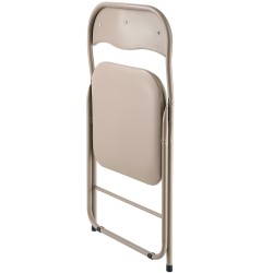 Taitettava pehmustettu metallirunkoinen tuolisetti PVC nahka 4 kpl khaki 158 kg kantavuus