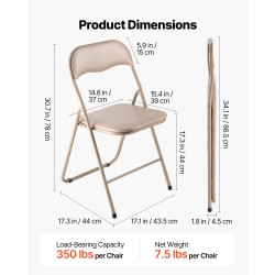 Taitettava pehmustettu metallirunkoinen tuolisetti PVC-nahka 4 kpl khaki 158 kg kantavuus