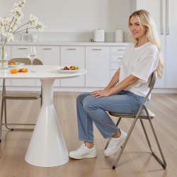 Taitettava pehmustettu metallirunkoinen tuolisetti PVC-nahka 4 kpl khaki 158 kg kantavuus