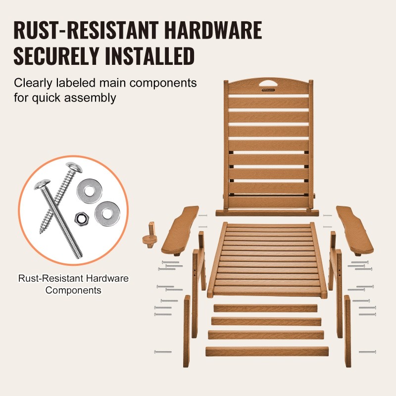 Ulkolepotuoli HDPE-muovinen säädettävä 6 asentoa 183 cm pitkä 181 kg kantavuus