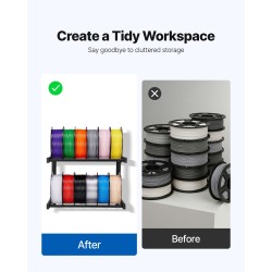 Seinäkiinnitteinen 3D filamenttiteline hiiliteräs jauhemaalattu 2-kerroksinen musta pyörällisillä pidikkeillä
