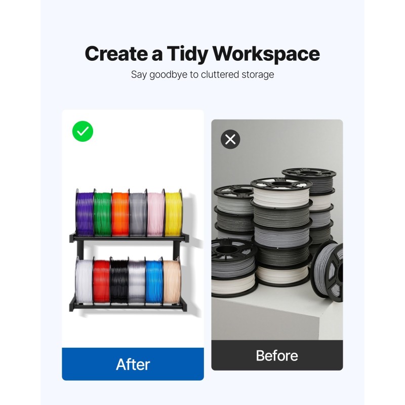 Seinäkiinnitteinen 3D filamenttiteline hiiliteräs jauhemaalattu 2-kerroksinen musta pyörällisillä pidikkeillä