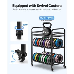 Filamenttihylly hiiliteräsrunko kolmiokerroksinen kaksirivinen siirrettävä pyörillä jarruilla