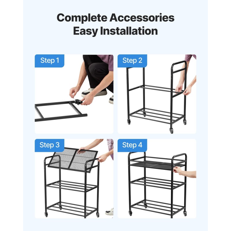 Filamenttihylly hiiliteräsrunko kolmiokerroksinen kaksirivinen siirrettävä pyörillä jarruilla