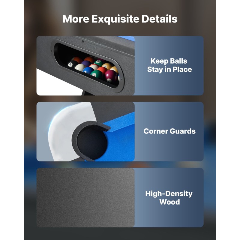 Biljardipöytä 213 cm MDF-runko PVC-viimeistely säädettävät jalat pelisetti mukana