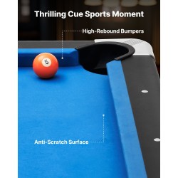 Biljardipöytä 244 cm MDF runko sininen verka säädettävät jalat aloitussetti mukana kotikäyttöön