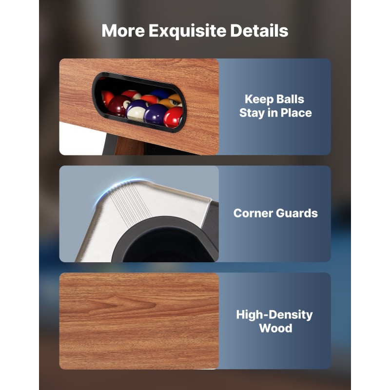 Biljardipöytä 244 cm MDF runko sininen verka säädettävät jalat aloitussetti mukana kotikäyttöön