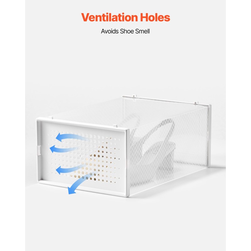 Pinottavat läpinäkyvät kenkälaatikot muovia US-koko 11 asti 12 kpl valkoinen kehys