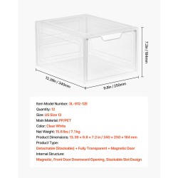 Kengänlaatikot läpinäkyvät muoviset pinottavat 12 kpl magneettiovella