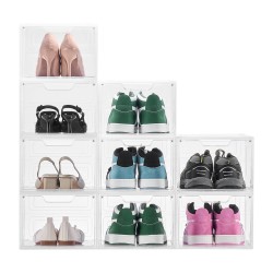 Kenkälaatikot PP PET muoviset läpinäkyvät pinottavat yhdeksän kappaletta magneettisella ovella