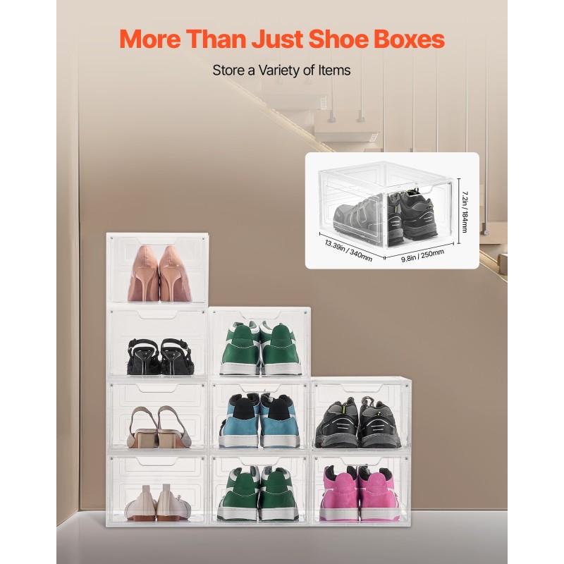 Kenkälaatikot PP/PET-muoviset läpinäkyvät pinottavat yhdeksän kappaletta magneettisella ovella