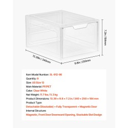 Kenkälaatikot PP/PET-muoviset läpinäkyvät pinottavat yhdeksän kappaletta magneettisella ovella