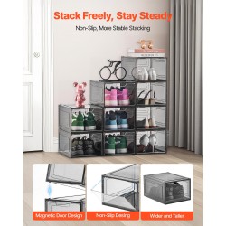 Pinottavat läpinäkyvät kenkälaatikot PP/PET-muovia 9 kpl sopii kengille US-koko 13 asti