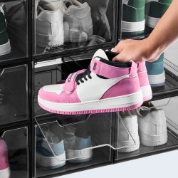 Pinottavat läpinäkyvät kenkälaatikot PP/PET-muovia 9 kpl sopii kengille US-koko 13 asti