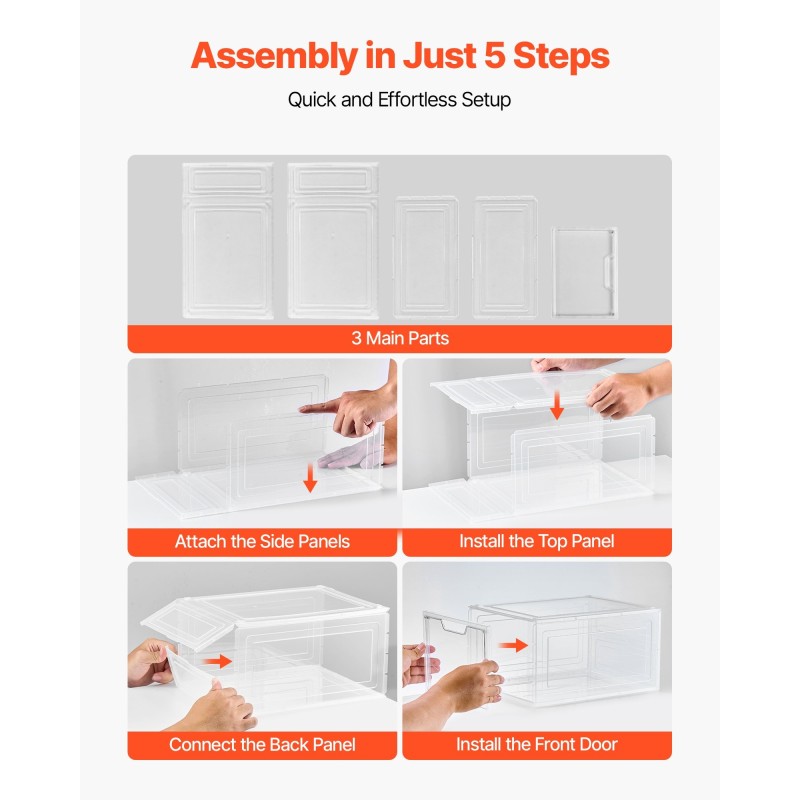 Kenkälaatikot läpinäkyvää PP- ja PET-muovia 6 kpl magneettiovella US-koko 13 asti