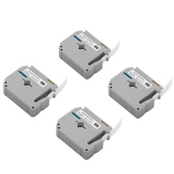 Tarranauha 12 mm polyesteri 4 kpl 8 m valkoinen pohja musta teksti