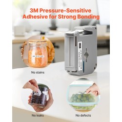 Tarranauha 12 mm polyesteri 4 kpl 8 m valkoinen pohja musta teksti