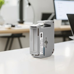 Tarranauha 12 mm polyesteri 4 kpl 8 m valkoinen pohja musta teksti