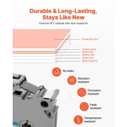 Tarranauha muovietiketti 12 mm 4 kpl valkoinen musta teksti