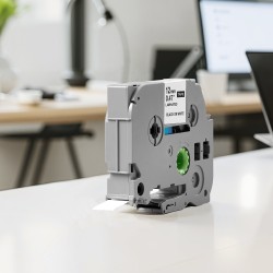 Tarranauha muovietiketti 12 mm 4 kpl valkoinen musta teksti