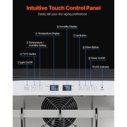 Kuiva-ikäännytyskaappi lihalle 45 kg kapasiteetti 304 ruostumaton teräs lämpö ja kosteusohjaus