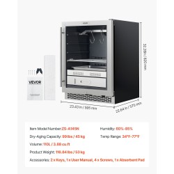 Kuiva-ikäännytyskaappi lihalle 45 kg kapasiteetti 304 ruostumaton teräs lämpö ja kosteusohjaus