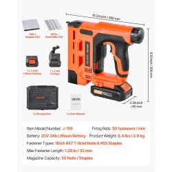 Viimeistelynaulain ja niittipyssy johdoton kaksitoiminen 20 V 2 Ah akku puumateriaaleille