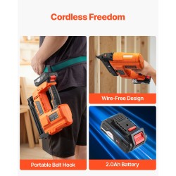 Akkukäyttöinen 18GA naulain ja niittipyssy 20V 2.0Ah sisä- ja puutöihin