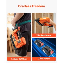 Akkukäyttöinen 18GA naula ja niittipyssy 20V 2 akkua 2.0Ah 15–55 mm