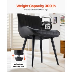 Ruokapöydän tuolisetti 4 kpl verhoiltuja mustia tuoleja metallijaloilla