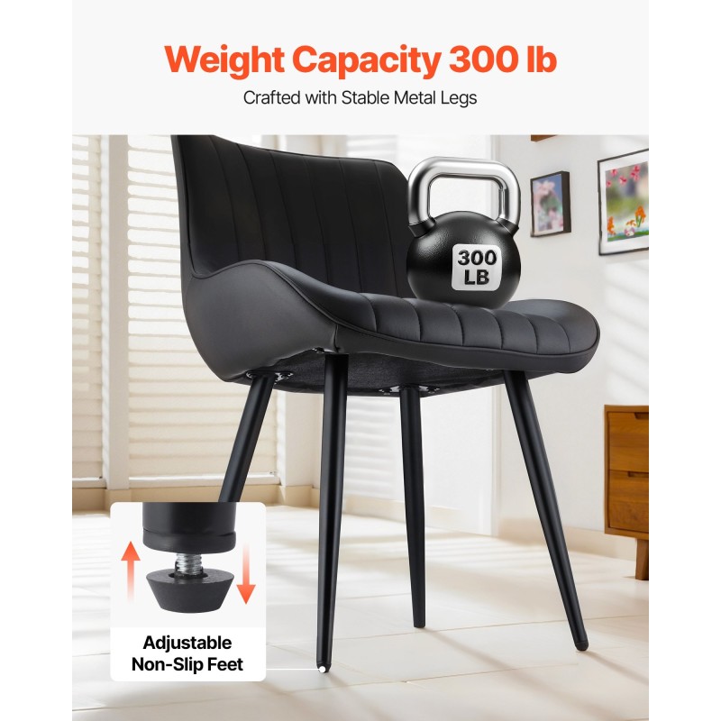 Ruokapöydän tuolisetti 4 kpl verhoiltuja mustia tuoleja metallijaloilla