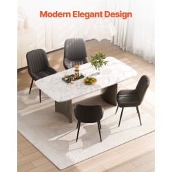 Ruokapöydän tuolisetti 4 kpl verhoiltuja mustia tuoleja metallijaloilla