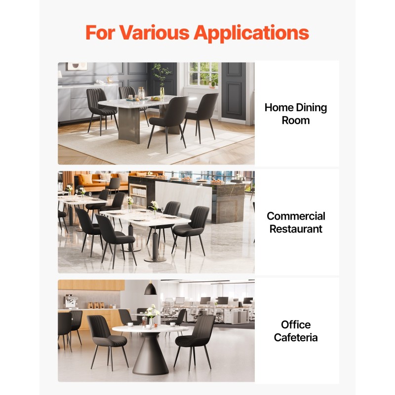 Ruokapöydän tuolisetti 4 kpl verhoiltuja mustia tuoleja metallijaloilla