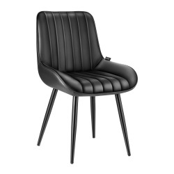 Ruokapöydän tuolisetti 4 kpl verhoiltuja mustia tuoleja metallijaloilla