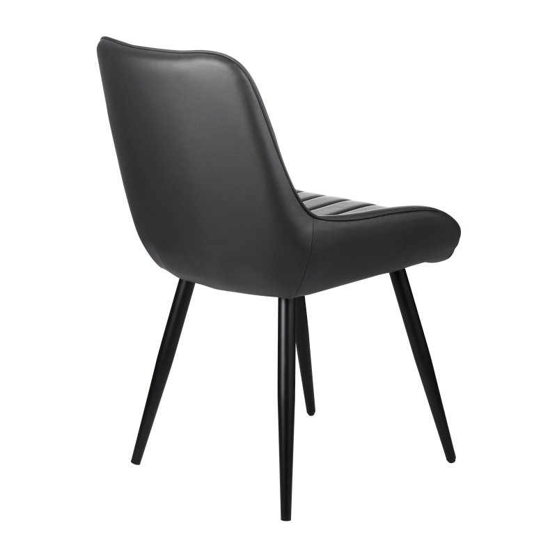 Ruokapöydän tuolisetti 4 kpl verhoiltuja mustia tuoleja metallijaloilla