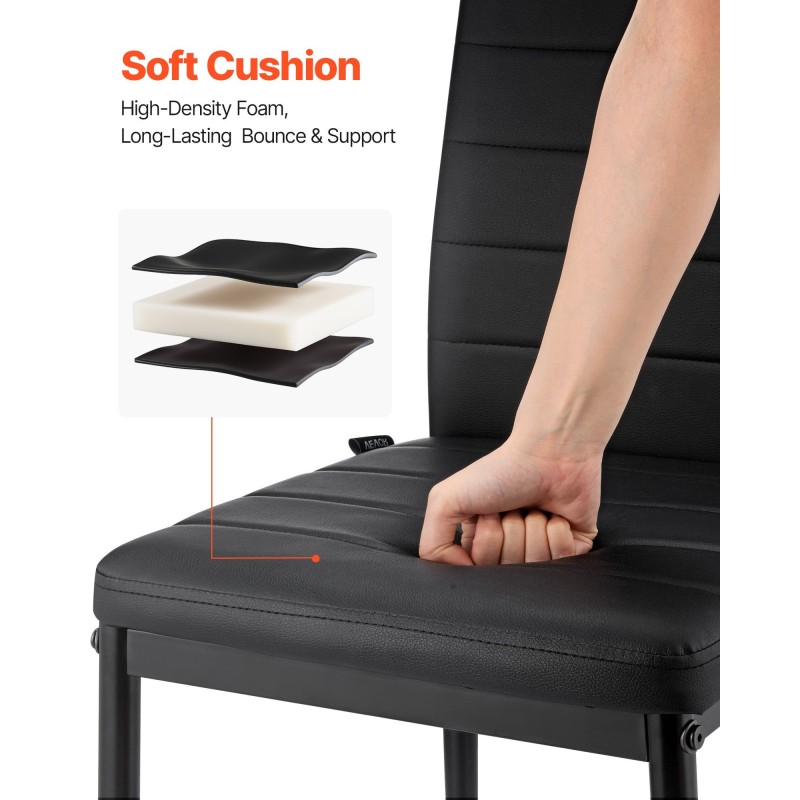 Ruokapöydän tuolisetti 6 kpl metallirunko musta PVC-nahkaverhoilu pehmustetut