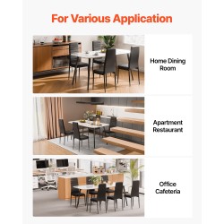 Ruokapöydän tuolisetti 6 kpl metallirunko musta PVC-nahkaverhoilu pehmustetut