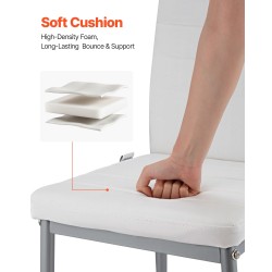 Ruokapöydän sivutuolit 4 tuolia valkoinen keinonahka metallirunko