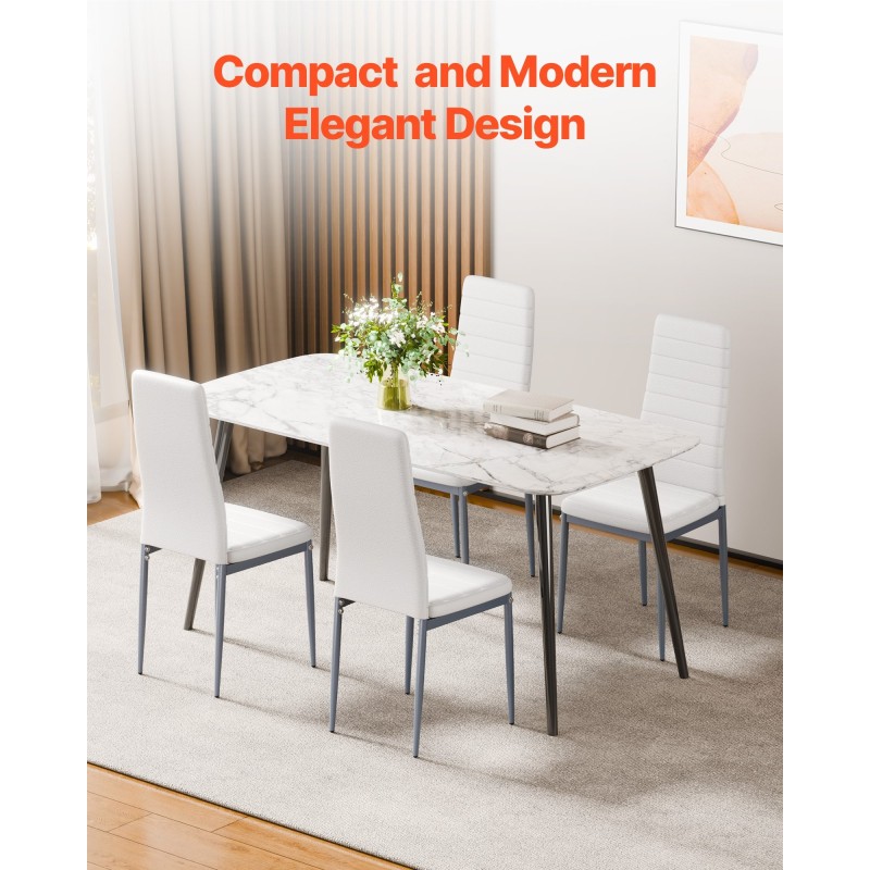 Ruokapöydän sivutuolit 4 tuolia valkoinen keinonahka metallirunko