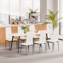 Ruokapöydän sivutuolit 4 tuolia valkoinen keinonahka metallirunko