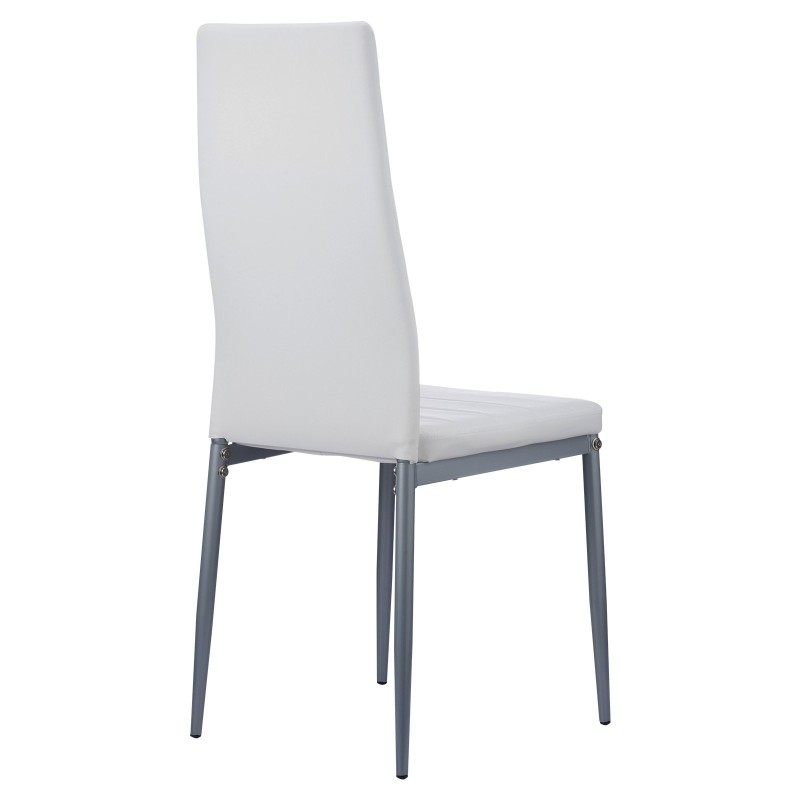 Ruokapöydän sivutuolit 4 tuolia valkoinen keinonahka metallirunko