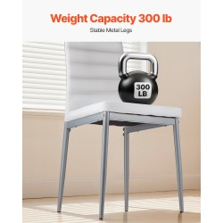 Ruokailutuolit pehmustetut 6 kpl valkoinen PVC-nahka metallirunko tilaa säästävä malli