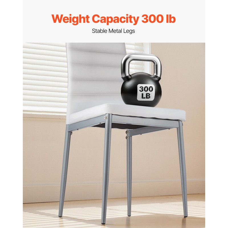 Ruokailutuolit pehmustetut 6 kpl valkoinen PVC-nahka metallirunko tilaa säästävä malli