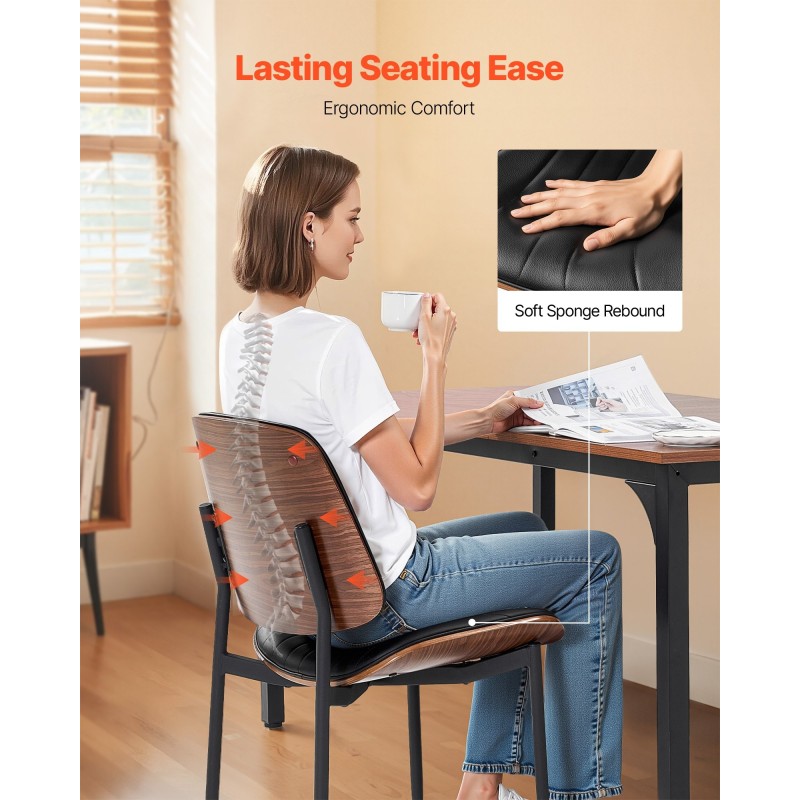 Ruokapöydän tuolipari musta metallirunkoinen PU-nahkaverhoilu pehmustettu istuin tilaa säästävä