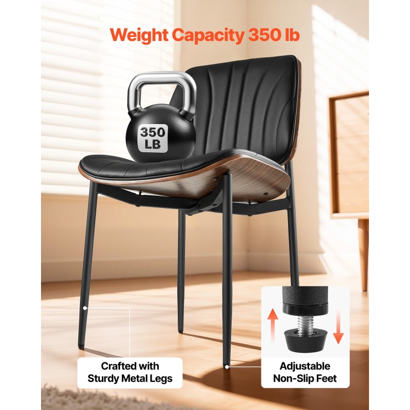 Ruokapöydän tuolipari musta metallirunkoinen PU-nahkaverhoilu pehmustettu istuin tilaa säästävä