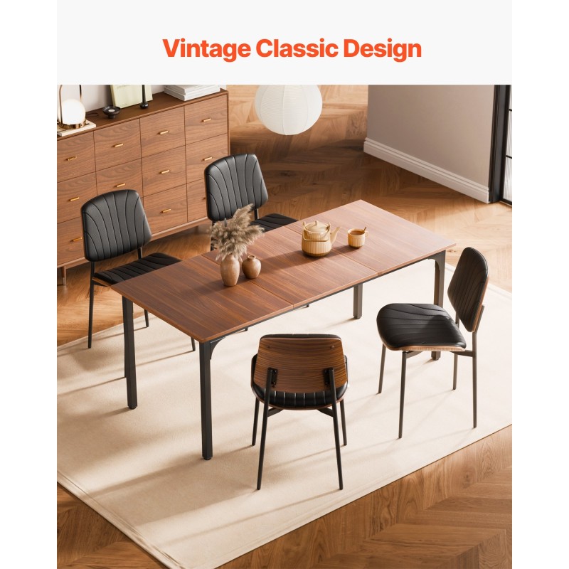 Ruokapöydän tuolipari musta metallirunkoinen PU-nahkaverhoilu pehmustettu istuin tilaa säästävä